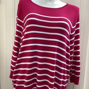Talbots Striped Sweater Womens 3X Cotton Rayon Nautical Preppy Coastal